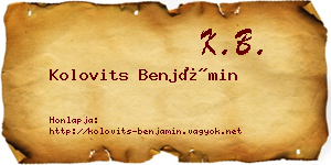 Kolovits Benjámin névjegykártya